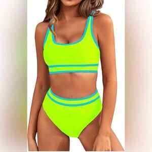 Women's High Waisted Bikini Sets Sporty Two Piece Swimsuit